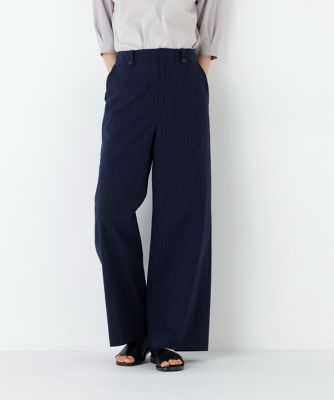 名品 ／ マルチサイズ》サッカーファインストライプセミワイドパンツ