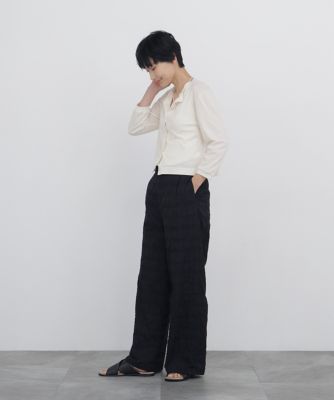 ◇《洗える》 モール刺繍チェック柄パンツ（0776130605
