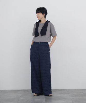 ◇モール刺繍チェック柄パンツ（0776130605） | human woman