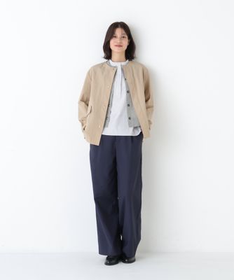 ◇《ウォッシャブル》綿ナイロンダンプノーカラージャケット