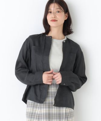 ＜human woman (Women)＞◆ハードマンリネンノーカラーブルゾン（０７７６１５５４０２）
