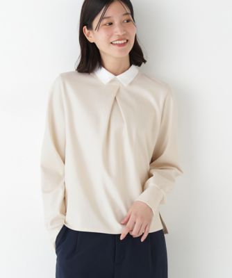 ＜human woman (Women)＞◆《襟取り外し可能／ウォッシャブル》シャツカラードッキングプルオーバー（０７７６１６０２０１）