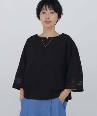 ◇袖レース強撚糸TOPS（0776160410） | human woman