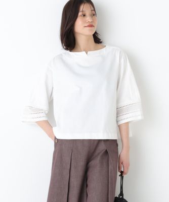 ◇袖レース強撚糸TOPS（0776160410） | human woman