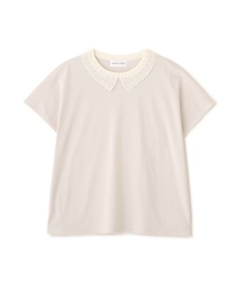 ◇《洗える》 レース衿スムースTシャツ（0776160610 