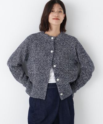 極美品✨プラダ クルーネック カーディガン バージンウール100％ 黒 L相当 ◇MIXヤーンクルーネックカーディガン（0776170113