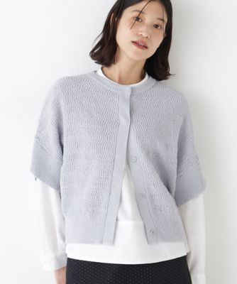 ＜human woman (Women)＞◆綿ポリエステルヘリンボーン柄半袖はおり（０７７６１７０２１３）