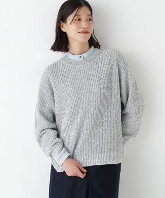◇ネップ入ペーパーヤーン片畦クルーネックプルオーバー