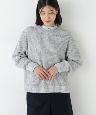 ◇ネップ入ペーパーヤーン片畦クルーネックプルオーバー