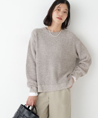 ◇ネップ入ペーパーヤーン片畦クルーネックプルオーバー