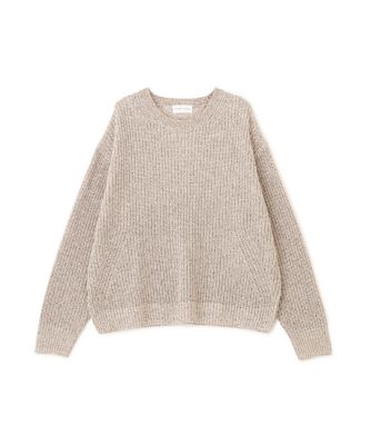 ◇ネップ入ペーパーヤーン片畦クルーネックプルオーバー