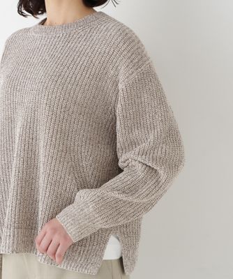 ◇ネップ入ペーパーヤーン片畦クルーネックプルオーバー