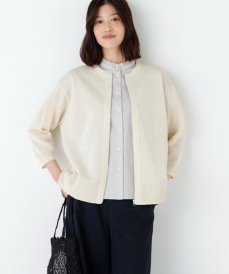 ＜human woman (Women)＞《名品　／　洗える　／　４カラー展開》ハイゲージギマ　ジップアップクルーカーディガン（０７７６１７０５１０）