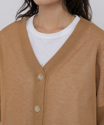 ◇≪名品 ／ 洗える≫ シアーハイゲージVネック5分袖カーディガン