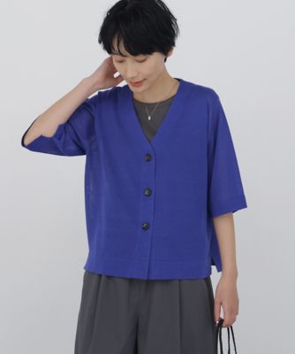 ◇≪名品 ／ 洗える≫ シアーハイゲージVネック5分袖カーディガン
