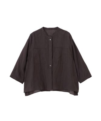 ◇≪名品 ／ 洗える ／ 4色展開！≫ラミーバンドカラーシャツブラウス