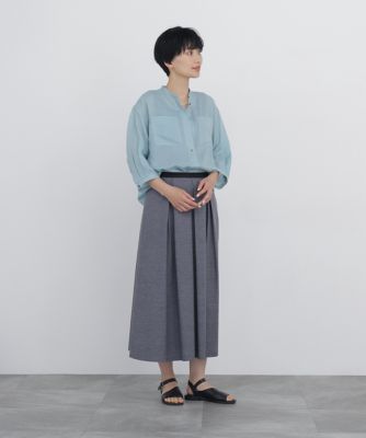 ◇≪名品 ／ 洗える ／ 4色展開！≫ラミーバンドカラーシャツブラウス