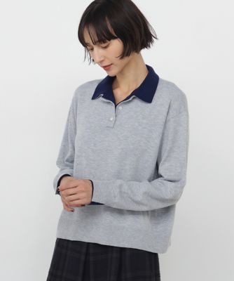 ◇配色衿ポロニット（0776270023） | human woman (Women
