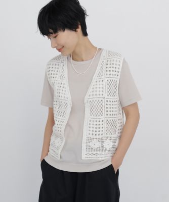 ✨美品✨45R ギマニット ペイズリー柄 ベスト コットン 洗える 春夏 ◇≪洗える≫ コットンクロシェ風ベスト（0776270703