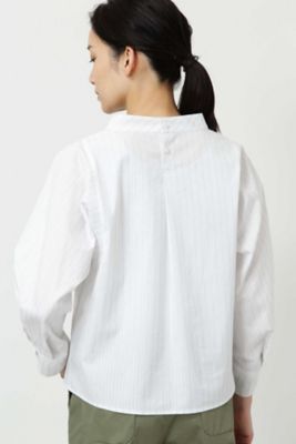 ストライプスタンドカラーブラウス◆（０７７８１１０３０４）