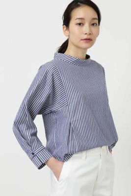 ストライプスタンドカラーブラウス◆（０７７８１１０３０４）