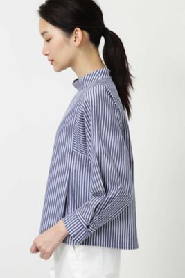 ストライプスタンドカラーブラウス◆（０７７８１１０３０４）