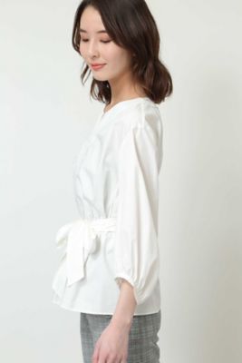 コンパクトコットンウエストリボンギャザーブラウス（０７７８１１０４０４）
