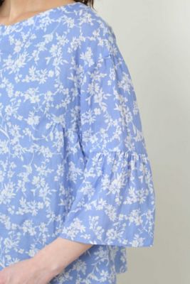 ◆単色フラワープリントブラウス（０７７８１１０４０５）