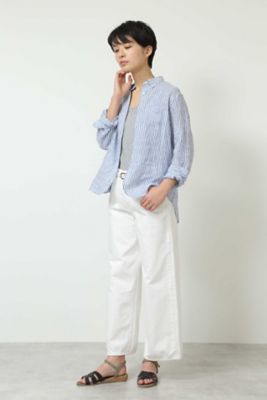 ◆ボタンダウン麻シャツ（０７７８１１０４０６）