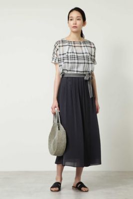 シルク混シアーチェックブラウス（０７７８１１０５０４）