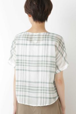 シルク混シアーチェックブラウス（０７７８１１０５０４）