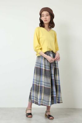 ビックリネンチェックギャザースカート（０７７８１２０４００）