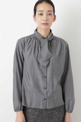 ≪Ｊａｐａｎ　ｃｏｕｔｕｒｅ≫キュプラコットンリボンタイブラウス（０７７８２１００１１）
