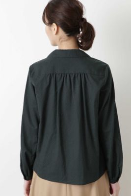 綿シルクツイル変形ドットプリントブラウス（０７７８２１０２０２）