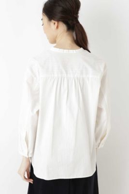 ◆ブロードストライプスタンドカラーシャツ（０７７８２１０８０６）