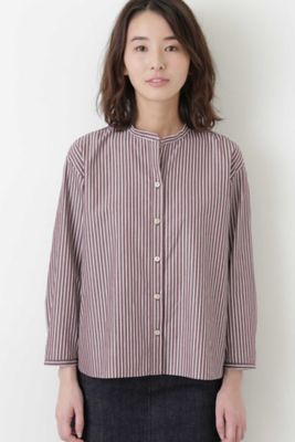 ◆ブロードストライプスタンドカラーシャツ（０７７８２１０８０６）