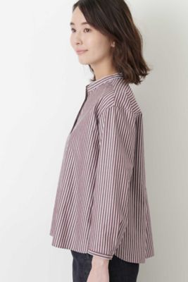 ◆ブロードストライプスタンドカラーシャツ（０７７８２１０８０６）