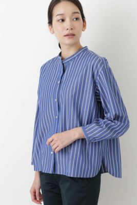 ◆ブロードストライプスタンドカラーシャツ（０７７８２１０８０６）