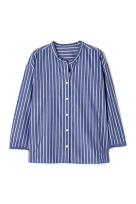 ◆ブロードストライプスタンドカラーシャツ（０７７８２１０８０６）