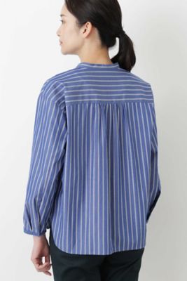 ◆ブロードストライプスタンドカラーシャツ（０７７８２１０８０６）