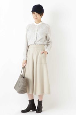 ストライプスタンドカラーブラウス（０７７８２１０９１５）