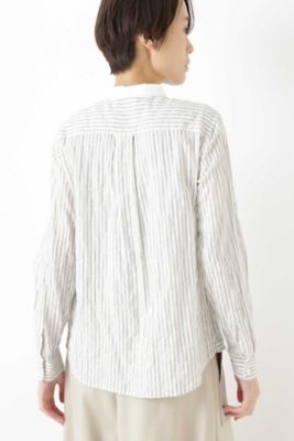 ストライプスタンドカラーブラウス（０７７８２１０９１５）