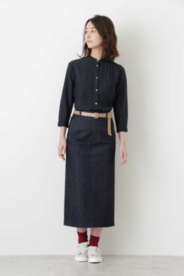 ◆ストレッチデニムタイトミモレスカート（０７７８２２０８０３）