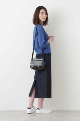 ◆ストレッチデニムタイトミモレスカート（０７７８２２０８０３）
