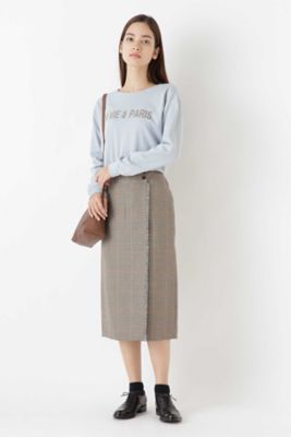 ◇ウールチェックグミ加工ストレートスカート