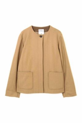 ◆ヘリンボンウールジャージノーカラージャケット（０７７８２５０９００）