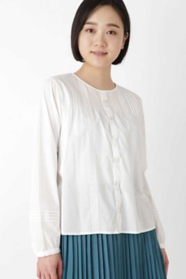 超長綿オーガニックローンブラウス（０７７９１１０１０４）