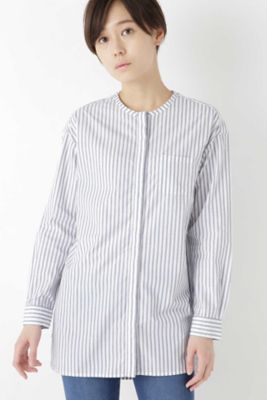 ベスト付きストライプタイプライターブラウス（０７７９１１０３０６）