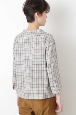 ダークチェックコットンローンツイルブラウス（０７７９２１０８０２）