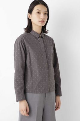 ≪Ｊａｐａｎ　ｃｏｕｔｕｒｅ≫　ドットジャガードツイルブラウス（０７７９２１０９０３）